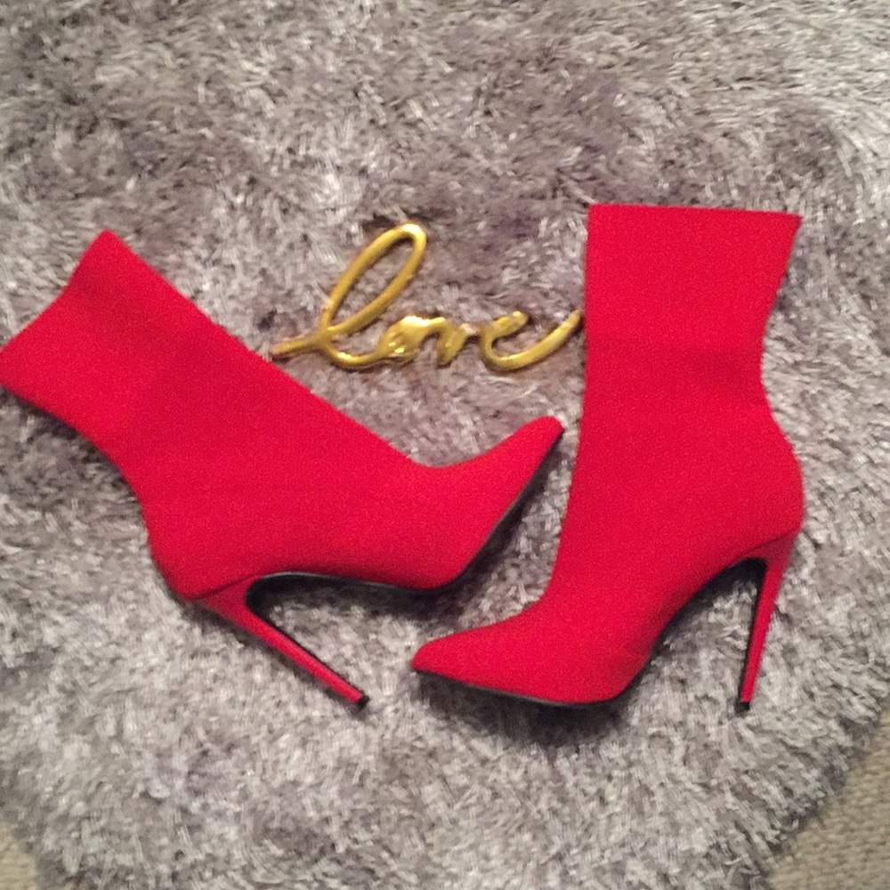 Boots, booties, sock boots, red boots, short boots